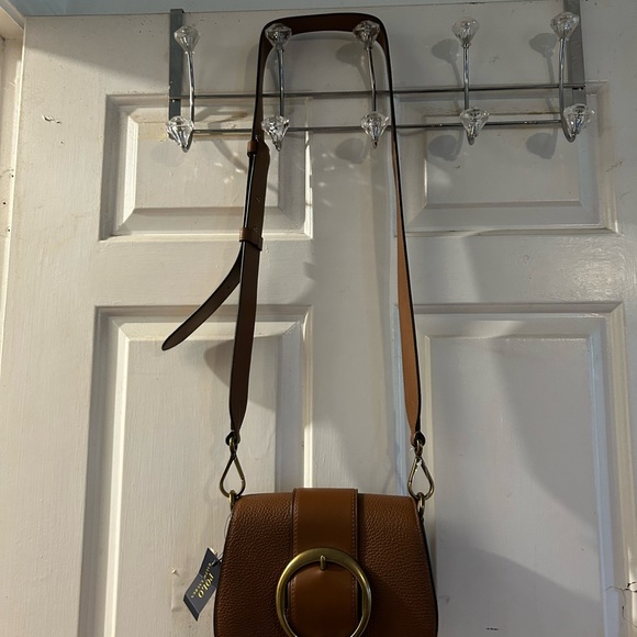 Ralph Lauren Cognac Leather Crossbody with Antique Gold Buckle - Picture 2 of 7